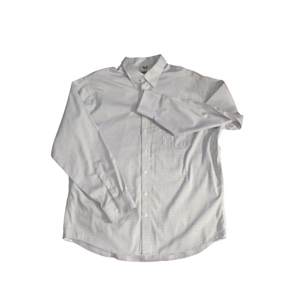 Kenneth Cole Reaction Mens Long Sleeve Light Blue Plaid Button Up Shirt Size XL